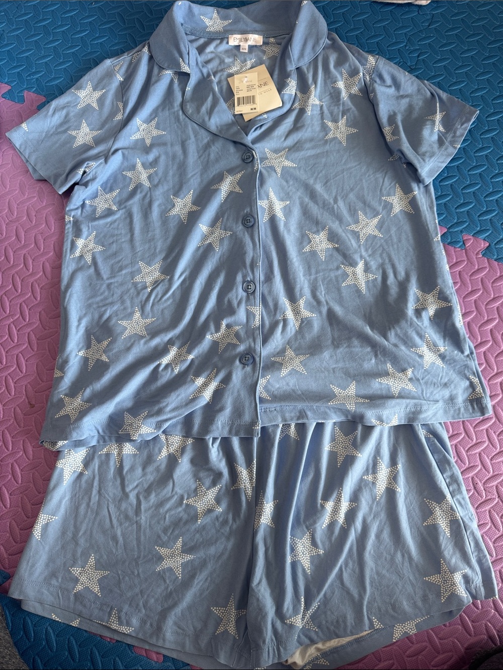 Emily & Jane Women sleepwear sets Blue Star Print Pajama Set